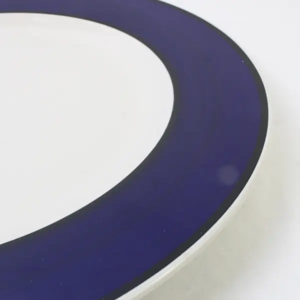 Gibson Everyday 13in Serving Platter White Cobalt Blue Rim 