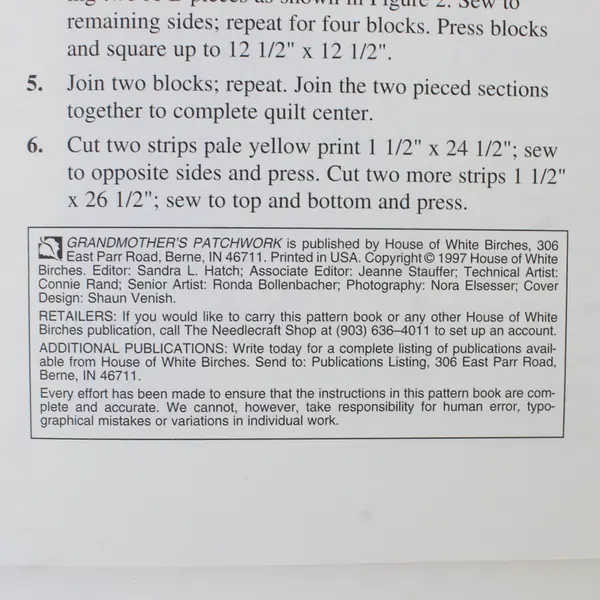 Grandmother's Patchwork Booklet #141056 Ruth Swasey 
