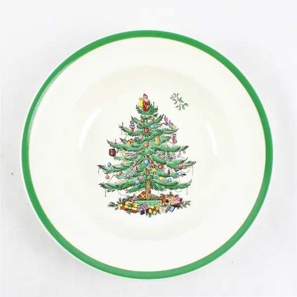 Lot Of 3 Spode Christmas Tree Pattern Large Rim Soup Bowls 9.25" Diameter