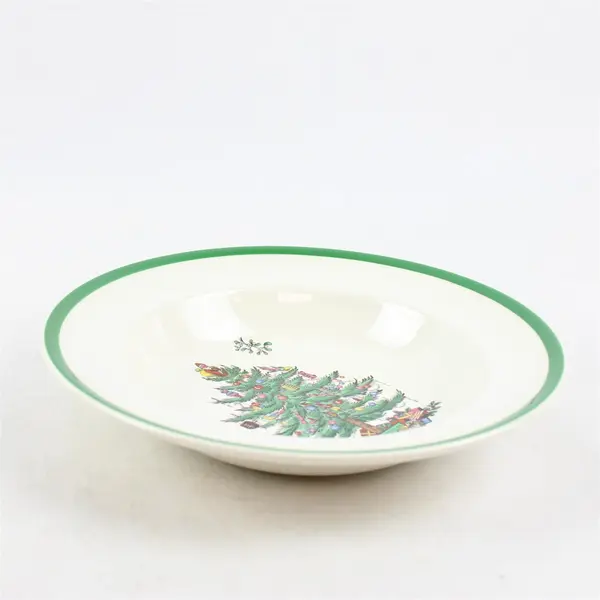 Lot Of 3 Spode Christmas Tree Pattern Large Rim Soup Bowls 9.25" Diameter