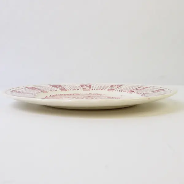 Royal Staffordshire Ceramic Plate 1964 Calendar, Red & White, 9" Round 