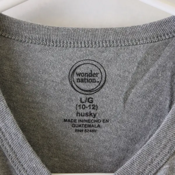 Wonder Nation Gray Long-Sleeved Crew Neck Shirt Boys' Large 10-12 Husky