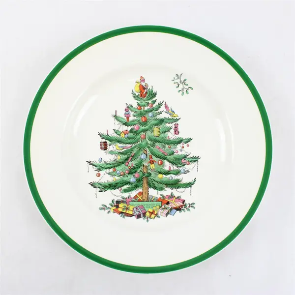 Lot Of 5 Spode Christmas Tree Pattern Ceramic Dinner Plates 11" Diameter
