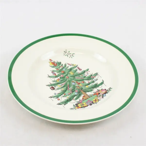 Lot Of 5 Spode Christmas Tree Pattern Ceramic Dinner Plates 11" Diameter