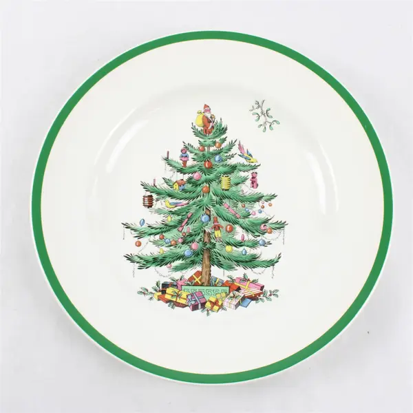 Lot Of 4 Spode Christmas Tree Pattern Ceramic Dinner Plates 11" Diameter