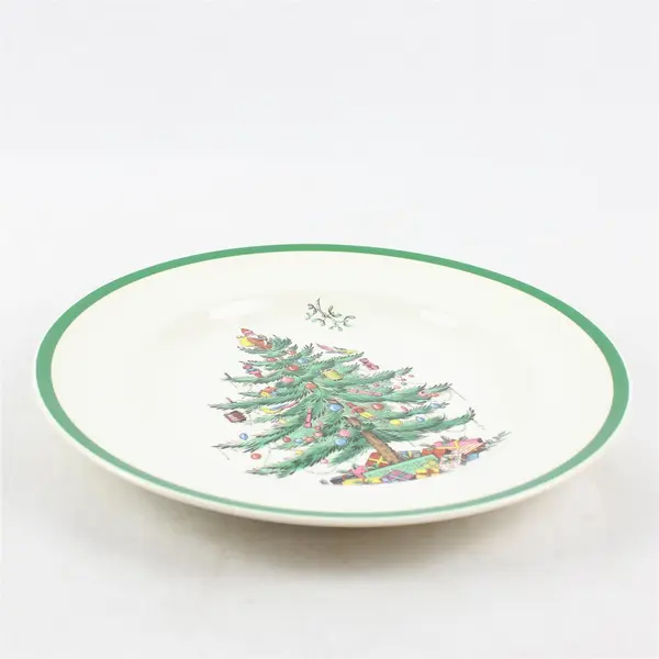 Lot Of 4 Spode Christmas Tree Pattern Ceramic Dinner Plates 11" Diameter
