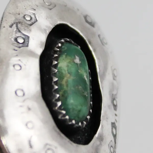 Native American Style Sterling Silver Ring With  Green Turquoise Size 8