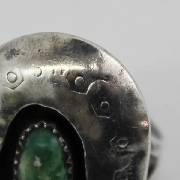 Native American Style Sterling Silver Ring With  Green Turquoise Size 8