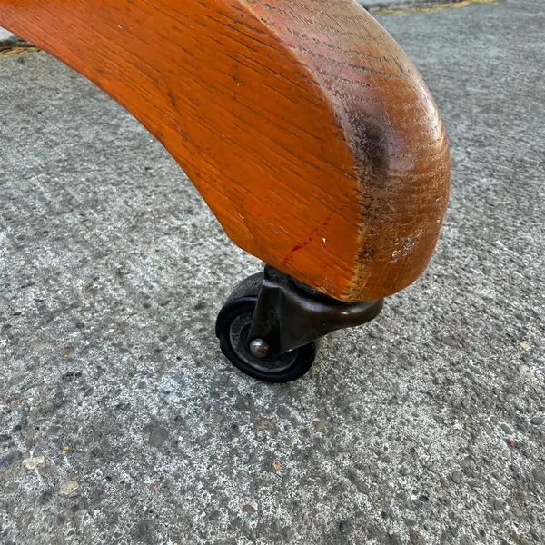 Vintage Solid Wood Swivel Rolling Bankers Chair W/ Slat Back - Local Pickup Only