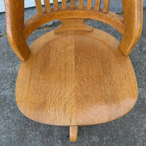 Vintage Oak Wood Rolling Bankers Chair - Local Pickup Only