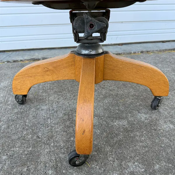 Vintage Oak Wood Rolling Bankers Chair - Local Pickup Only