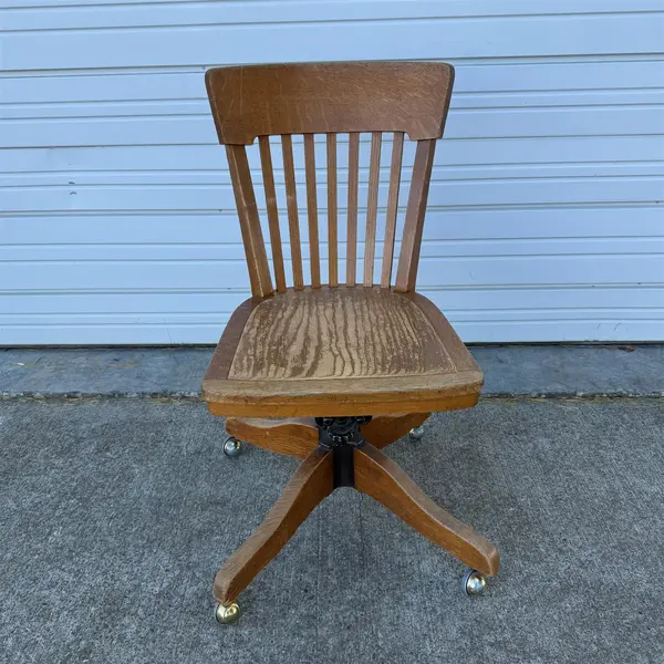Antique Marble and Shattuck Chair Co Wood Bankers Chair - Freight / Local Pickup