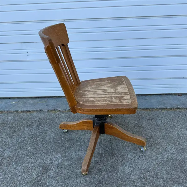 Antique Marble and Shattuck Chair Co Wood Bankers Chair - Freight / Local Pickup