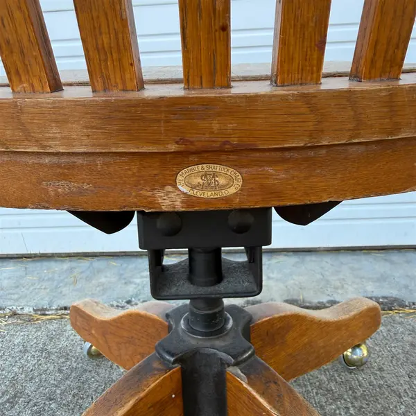 Antique Marble and Shattuck Chair Co Wood Bankers Chair - Freight / Local Pickup