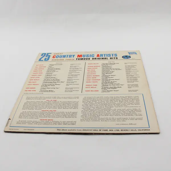 Famous Original Hits By 25 Great Country Music Artists 12" Vinyl Record