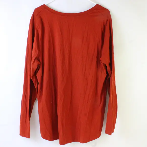 Ava & Viv Burnt Orange Long-Sleeved Boat Neck Shirt Women's 1X