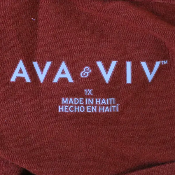 Ava & Viv Burnt Orange Long-Sleeved Boat Neck Shirt Women's 1X