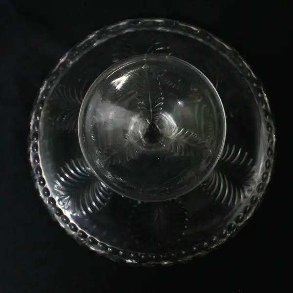 Antique U.S Glass  Clear Missouri 7" Diameter Cake Torte Compote Palm & Scroll