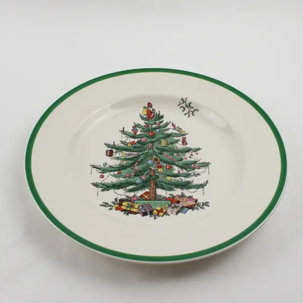 Spode Christmas Tree Pattern Ceramic Dinner Plate Serving Tray 11" Diameter