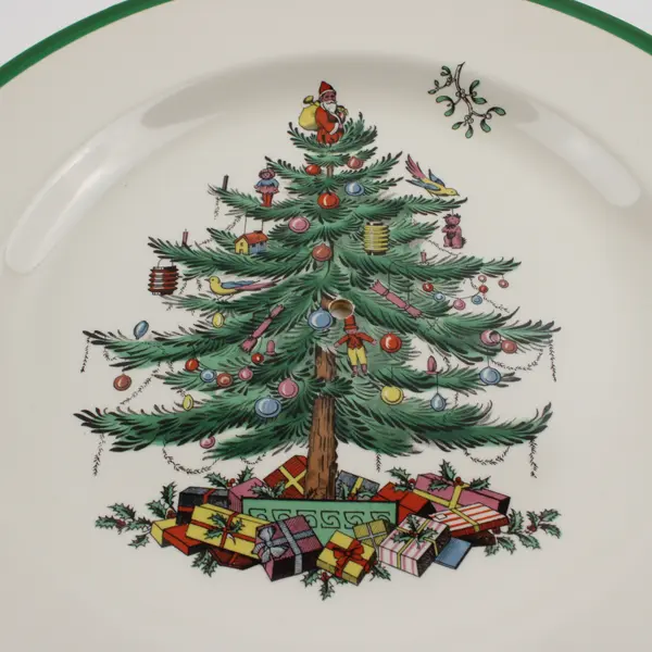 Spode Christmas Tree Pattern Ceramic Dinner Plate Serving Tray 11" Diameter