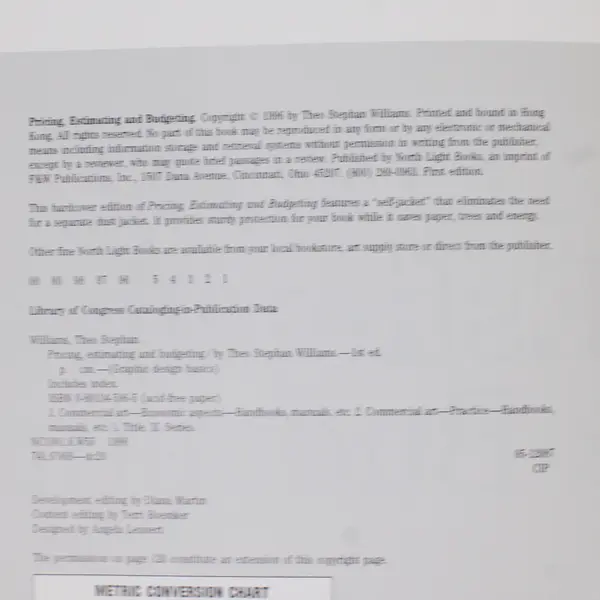 Pricing, Estimating & Budgeting (Graphic Design Basics) Hardcover Book - Good