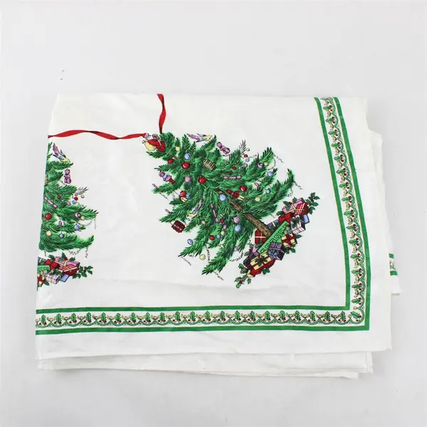 Spode Christmas Tree Patterned Fabric Tablecloth Cotton/Polyester 51" x 68"
