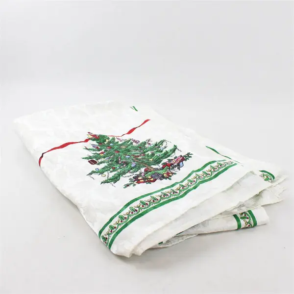 Spode Christmas Tree Patterned Fabric Tablecloth Cotton/Polyester 51" x 68"