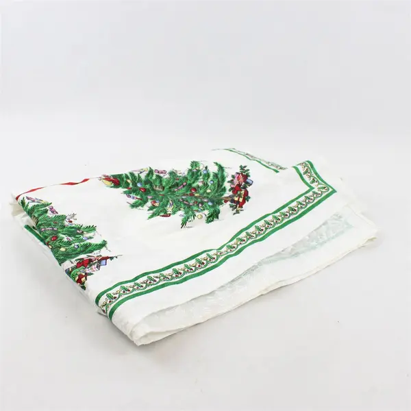 Spode Christmas Tree Patterned Fabric Tablecloth Cotton/Polyester 51" x 68"