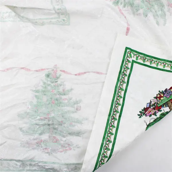 Spode Christmas Tree Patterned Fabric Tablecloth Cotton/Polyester 51" x 68"