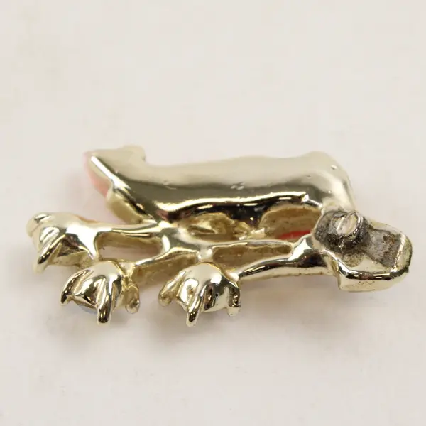 Pair of Vintage Enamel & Faux Rhinestone Clip-on Earrings, Floral Design 