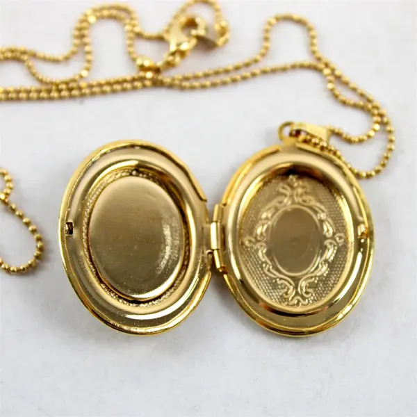 Blue Cameo Pendant Locket Necklace, Gold Colored