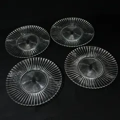 Set Of 4 Heisey Ridgeleigh Luncheon Plates 8.5" Ribbed Clear Glass