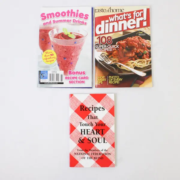 Lot of 3 Cookbooks: Recipes That Touch Your Heart; Smoothies; What's For Dinner