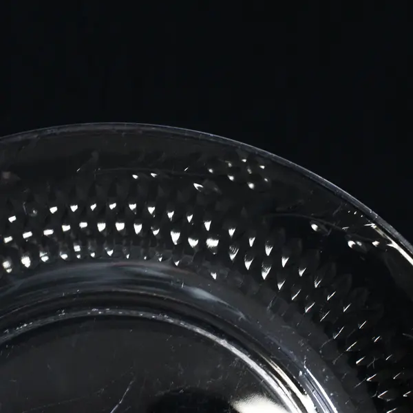 4 Clear Glass  8" Salad Plates Diamond Pattern w/ Flowers and Vines Around Rim