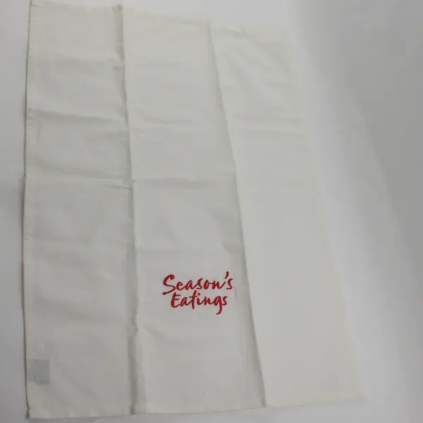 Hallmark White W/ Red Embroidered "Season's Eatings" Tea Towel 18.5" x 26"