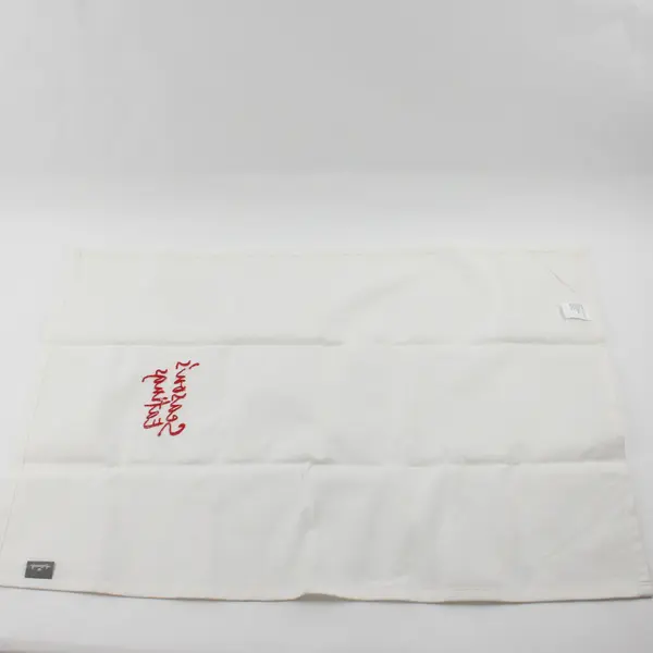 Hallmark White W/ Red Embroidered "Season's Eatings" Tea Towel 18.5" x 26"
