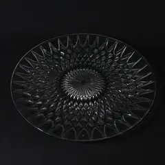 VTG Anchor Hocking Crown Point Clear Glass Diamond Point Torte Plate 14" 