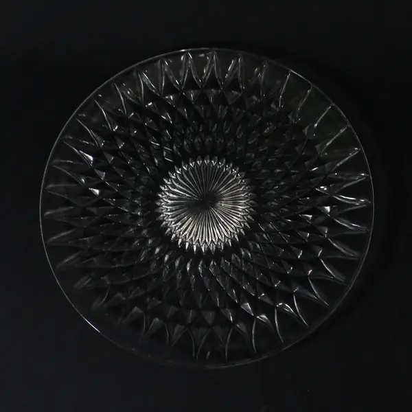 VTG Anchor Hocking Crown Point Clear Glass Diamond Point Torte Plate 14" 