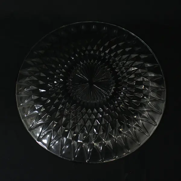 VTG Anchor Hocking Crown Point Clear Glass Diamond Point Torte Plate 14" 