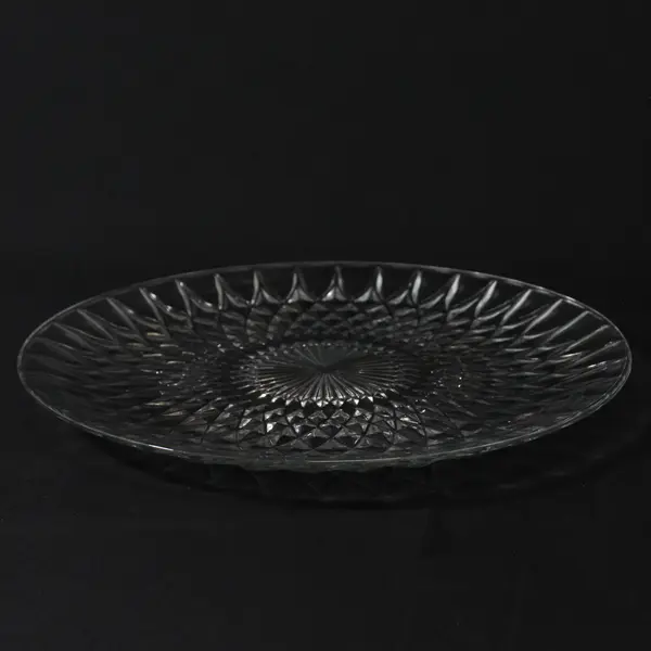 VTG Anchor Hocking Crown Point Clear Glass Diamond Point Torte Plate 14" 