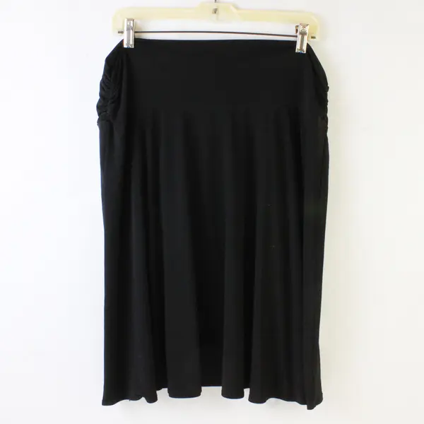 George Solid Black Midi Skirt Women's XL 16-18