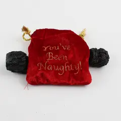 Unbranded "You've Been Naughty" Red Bag With 2 Resin Fake Coal