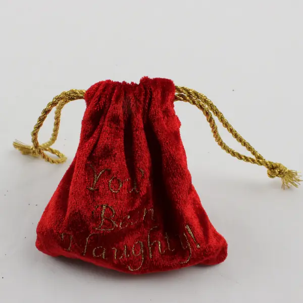 Unbranded "You've Been Naughty" Red Bag With 2 Resin Fake Coal
