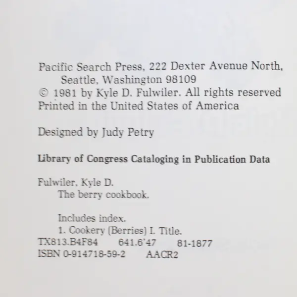 Lot of 2 Cookbooks: Favorite Wild Rice Recipes & The Berry Cookbook