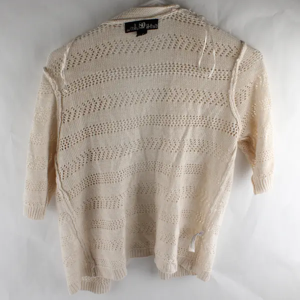 80 Park Off-White Open-Knit Half-Sleeve Shrug Women's Large