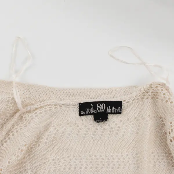 80 Park Off-White Open-Knit Half-Sleeve Shrug Women's Large