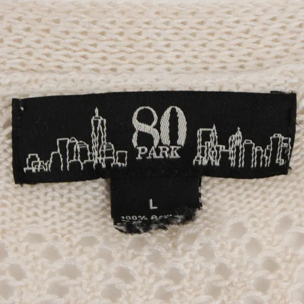 80 Park Off-White Open-Knit Half-Sleeve Shrug Women's Large