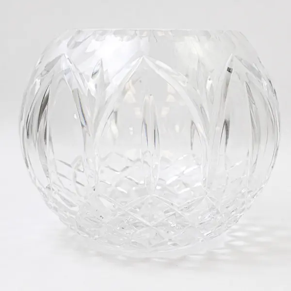 Heavy Lead Crystal Rose Bowl Diamond Arch Pattern