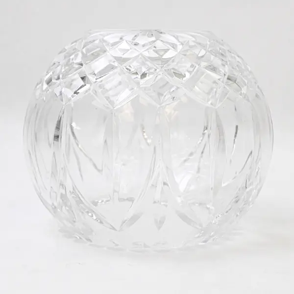 Heavy Lead Crystal Rose Bowl Diamond Arch Pattern