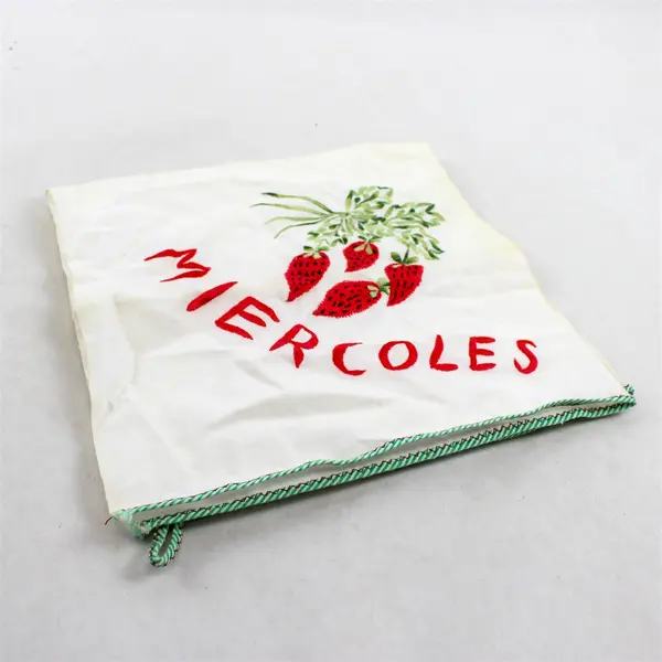 Vintage Miercoles Strawberry Embroidered Tea Towel FLAWED